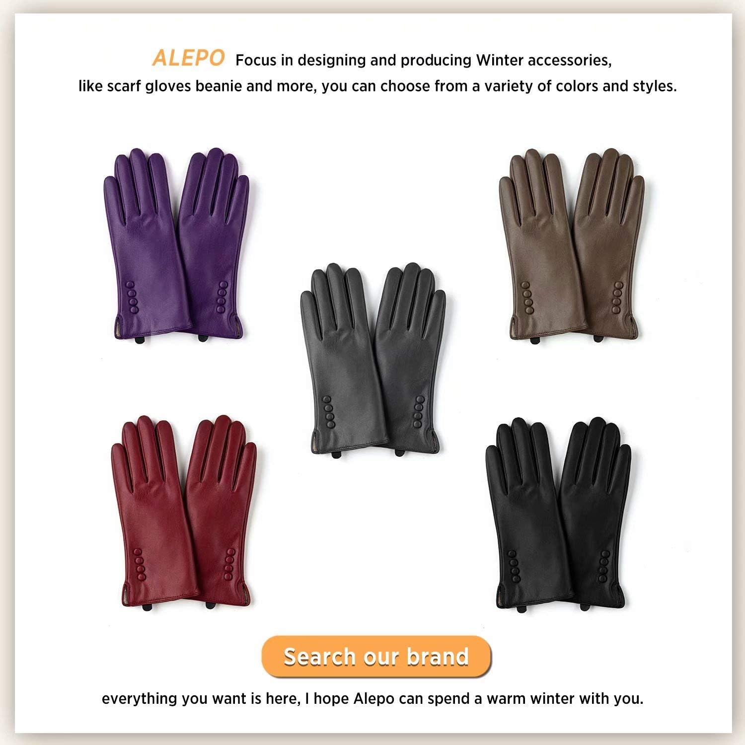 Winter PU Leather Gloves For Women, Warm Thermal Touchscreen Texting Typing Dress Driving Motorcycle Gloves With Wool Lining at  Women’s Clothing store