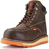 SUREWAY 6” Mens Heavy Duty Steel/Composite/Soft Toe Work Boots for Men,Comfortable & Durable,Goodyear Welt,Full Grain Leather,Oil/Slip Resistant,Wedge Moc Toe Industrial Construction Boots/Shoes