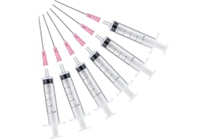 WIKULT 6PCS 5ML/CC Ink Filling Plastic Syringe with Blunt Stainless Needle Tip for Fountain Pen, Printer