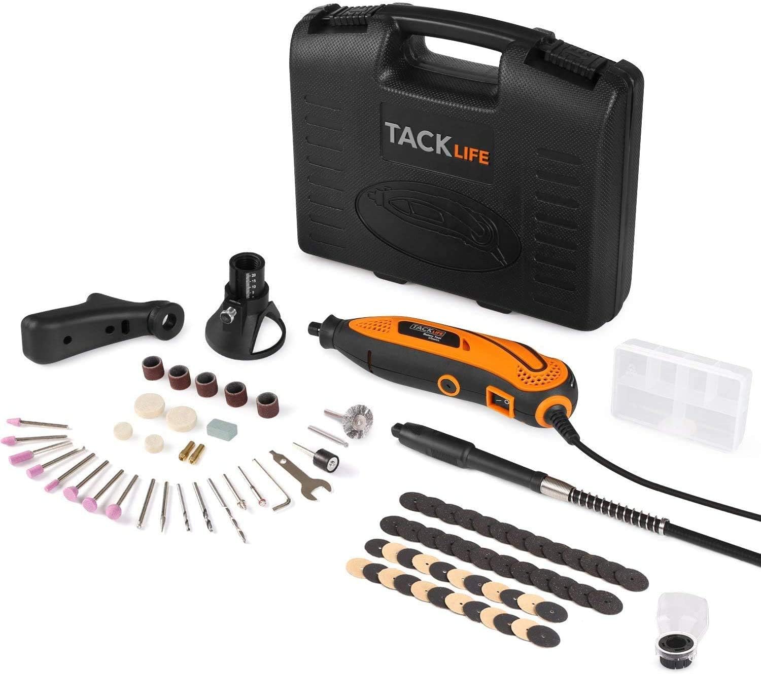 135W Rotary Tool, TACKLIFE Rotary Multi Tool 6 Speeds 1000032000 RPM, 82 Accessories 4