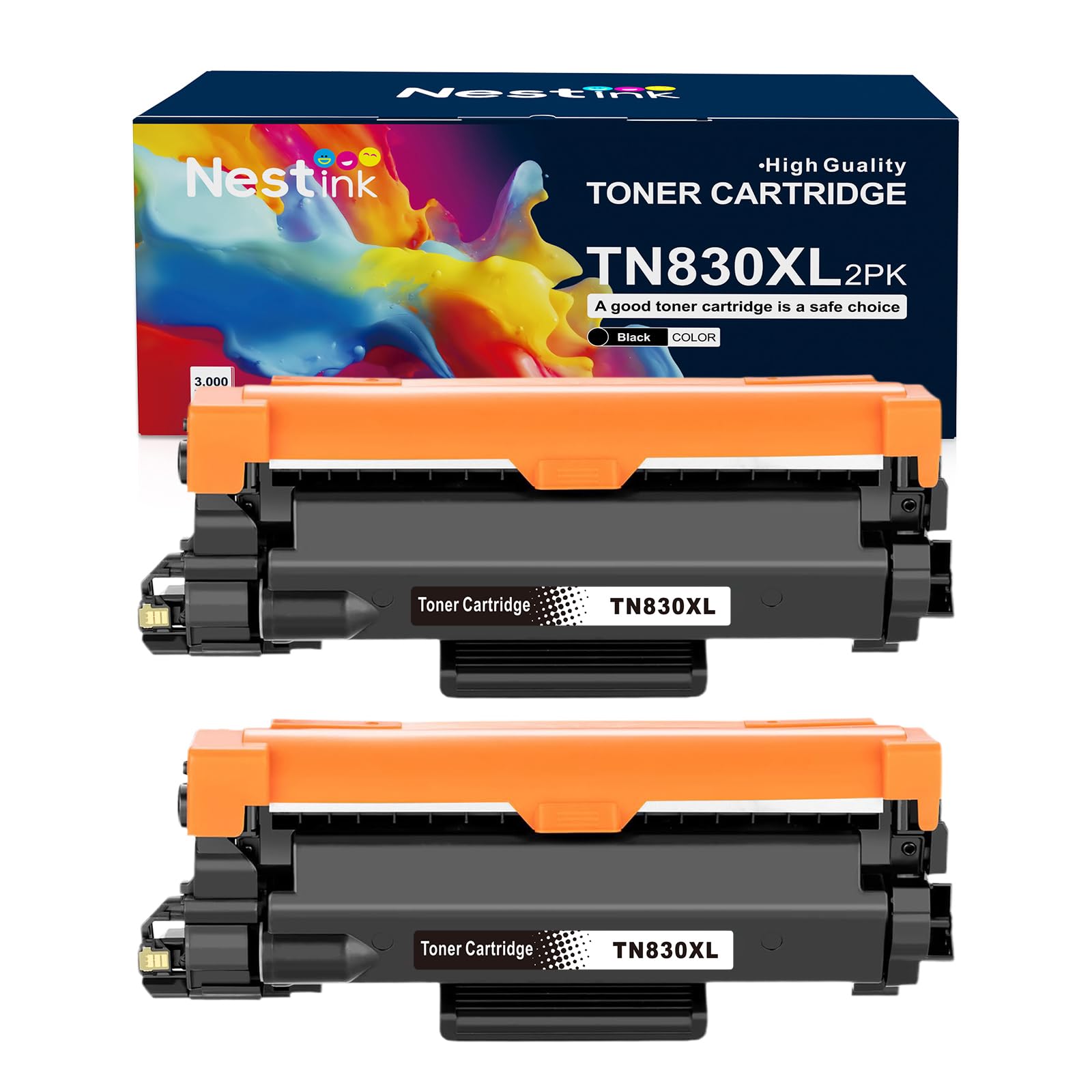 Photo 1 of TN830XL High Yield Toner Cartridge Replacement for Brother TN830 / 830 XL to Compatible with HL-L2460DW DCP-L2640DW HL-L2405W HL-L2400D HL-L2480DW MFC-L2820DW MFC-L2820DWXL Printer (Black, 2-Pack)
