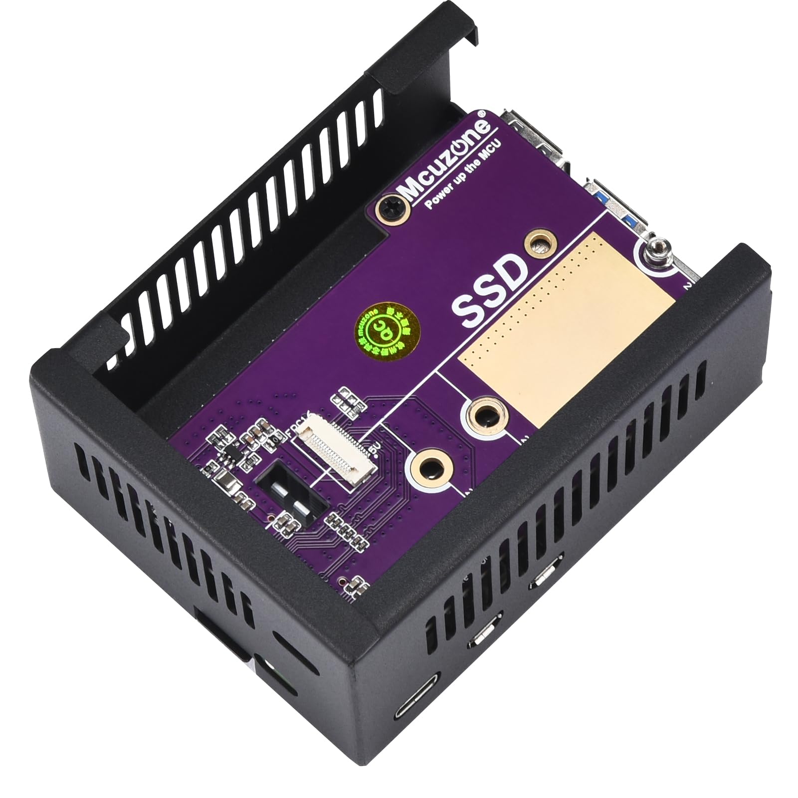 Metal Case for Raspberry Pi 5 with Pi 5 Active Cooler, Space for Hats, Add-on Boards, Cooler, and NVMe Hats (Black)