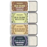 Viking Revolution Solid Cologne Set - Variety 1-0.5 oz (4 Pack) | Includes Cedar Wood, Clary Sage, Vetiver &amp; Sandalwood - Travel Wax Colognes - Great Gift Set for Men
