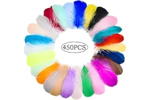 MWELLEWM 450 Pcs Colorful Feathers Crafts for DIY Craft,Jewelry Making, Wedding Home Party Decorations(Random Color)