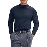 Zengjo Mens Mock Turtleneck Long Sleeve T Shirts Slim-Fit Lightweight Thermal Base Layer Top Soft Stretch