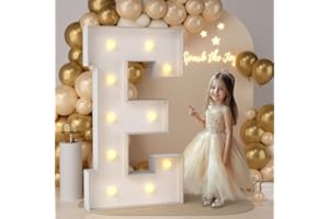 JoyMuse 4FT Marquee Light Up Letters,Large Marquee Letters 4 Feet Tall for Marry Me Proposal Decorations Big 4FT Letters with Lights for Baby Shower Party Decor, Letter E
