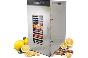 CLIVIA Food Dehydrator Machine, 20 Trays Commercial Food Dryer Stainless Steel fruit Dehydrator with Touch Temp Control & 24H
