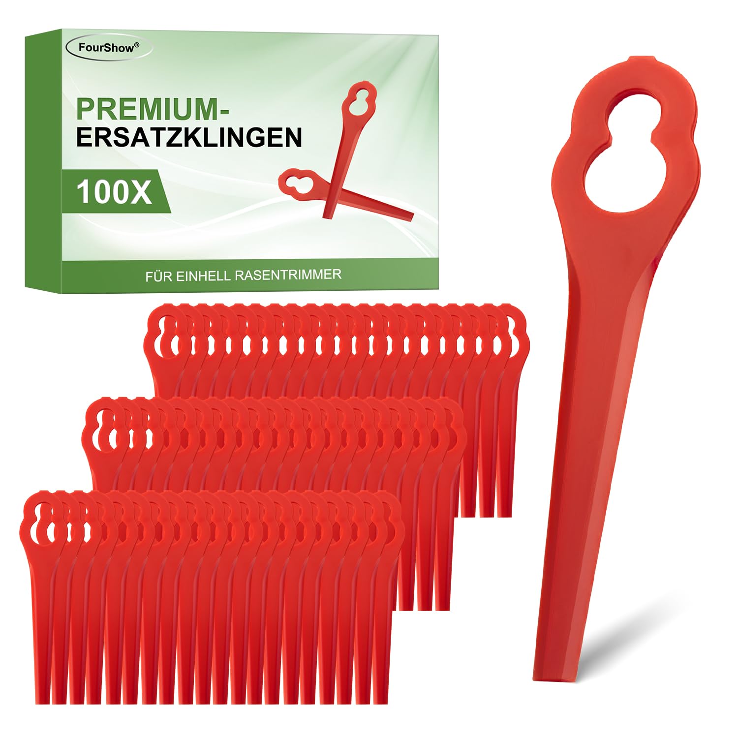 100 Stück PA6 Ersatzmesser-Set Rasentrimmer-Zubehör Kompatibel mit Einhell Rasentrimmer GE-CT 18 Li, GC-CT 18/24 Li, BG-CT 18 Li, RG-CT 18 Li, Kunststoffmesser Kompatibel mit Einhell Akku-Rasentrimmer