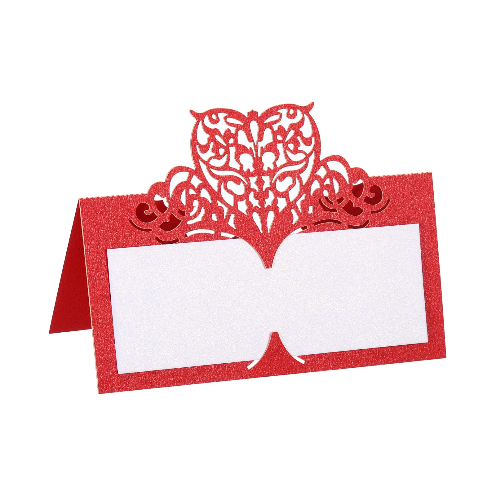 PATIKIL Table Name Place Cards,50Pcs 3.9 x 3.9inch Favor Decor Hollow Butterfly Cut Design Seat Blank Card for Wedding Party Seating Place Cards Red