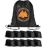 Lzerking 100 Pcs Black Drawstring Backpack Bulk for DIY Project, 13.4x16.5 Inches Waterproof Drawstring Bags for Outdoor Activities, Team, Family, Homeless, Gift