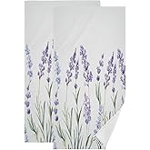 Blueangle Watercolor Lavender Print Soft Hand Towels for Bath Decorative Guest Towels Fingertip Towels for Bathroom Spa Gym, 2-Piece, 14.4 x 28.3 inches
