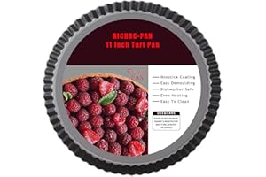 Tart Pan 11 Inch Tart Pan Carbon Steel Round Non-Stick Pan Quiche Pan with Removable Chassis for Mousse Cakes, Kitchen Reusab