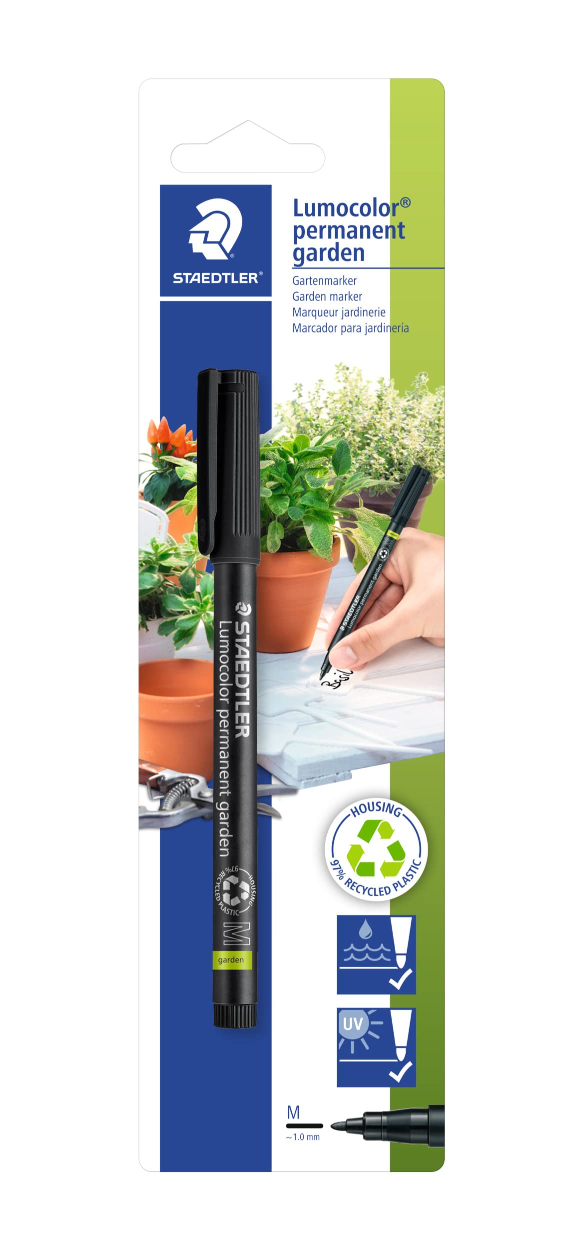STAEDTLER 319 GM M-9 Lumocolor Garden Marker for Outdoor Applications - Black Ink (Blistercard of 1 Pen)