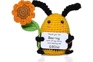 MSEHKM Inspirational Handmade Positive Crochet Bee - Thank You for Helping Me Grow - Appreciation Gifts Thank You Gifts for Teacher/Mom/Dad/Boss/Coworkers Retirement Present