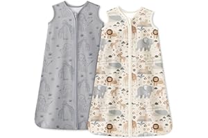 Unnivoll Baby Sleep Sack 6-12 Months 1.0 Tog Baby Wearable Blanket 100% Cotton Sleeping Sack with 2-Way Zipper for Infant Newborn Apricot & Gray Elephant