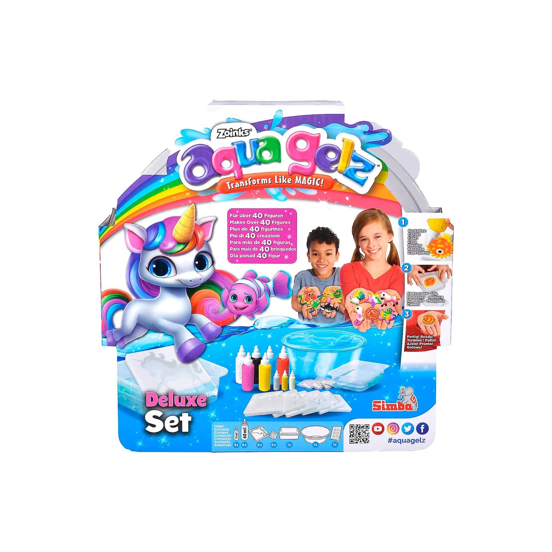 Simba Aqua Gelz Deluxe Set, 106322452 Soft Figures in 3D, Dip Colour Gel into Shapes, from 8 Years
