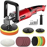 AVID POWER Car Buffer Polisher, 1200W 7 Inch/6 Inch Rotary Buffer Waxer, 6 Variable Speed 1600-3500 RPM, Detachable Handle & 