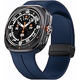 ANCOOL for Samsung Galaxy Watch Ultra Bands 47mm, Soft Silicone Sport Magnetic Band for Samsung Galaxy Ultra Watch Band for Men Women, Midnightblue