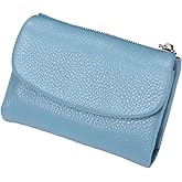 RRCJXLQDSF Joyfullygo Wallet, Unisex Pebble Leather Rfid Wallet Women with Zipper Soft Genuine Leather Anti-Theft Id Card Coins Holder Clutch Bags (Blue)