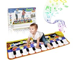 RenFox Kids Musical Mats, Music Piano Keyboard Dance Floor Mat Carpet Animal Blanket Touch Playmat Early Education Toys for B