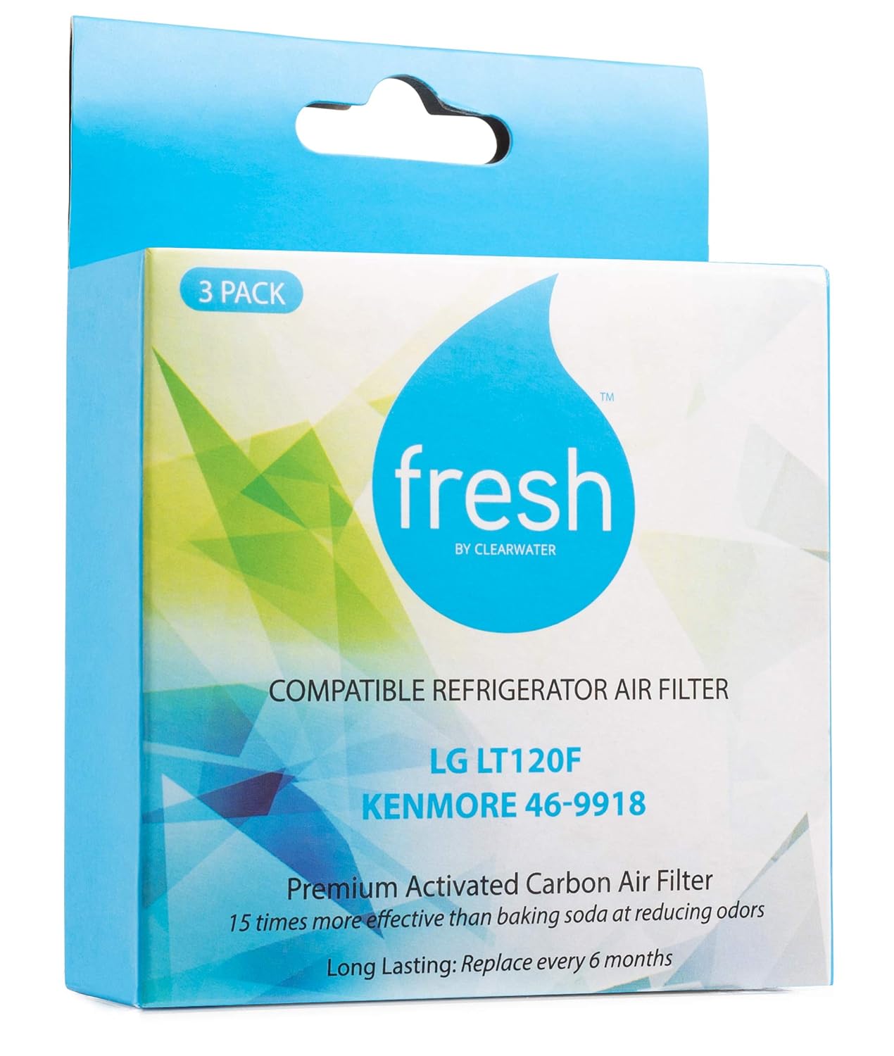 Fresh LG LT120F Kenmore 469918 Replacement Refrigerator Air Filter, 3