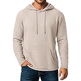 August Alley Men's Big and Tall Hoodies Sweatshirts Long Sleeve Waffle Knit Casual Pullover Drawstring Shirts with Pocket