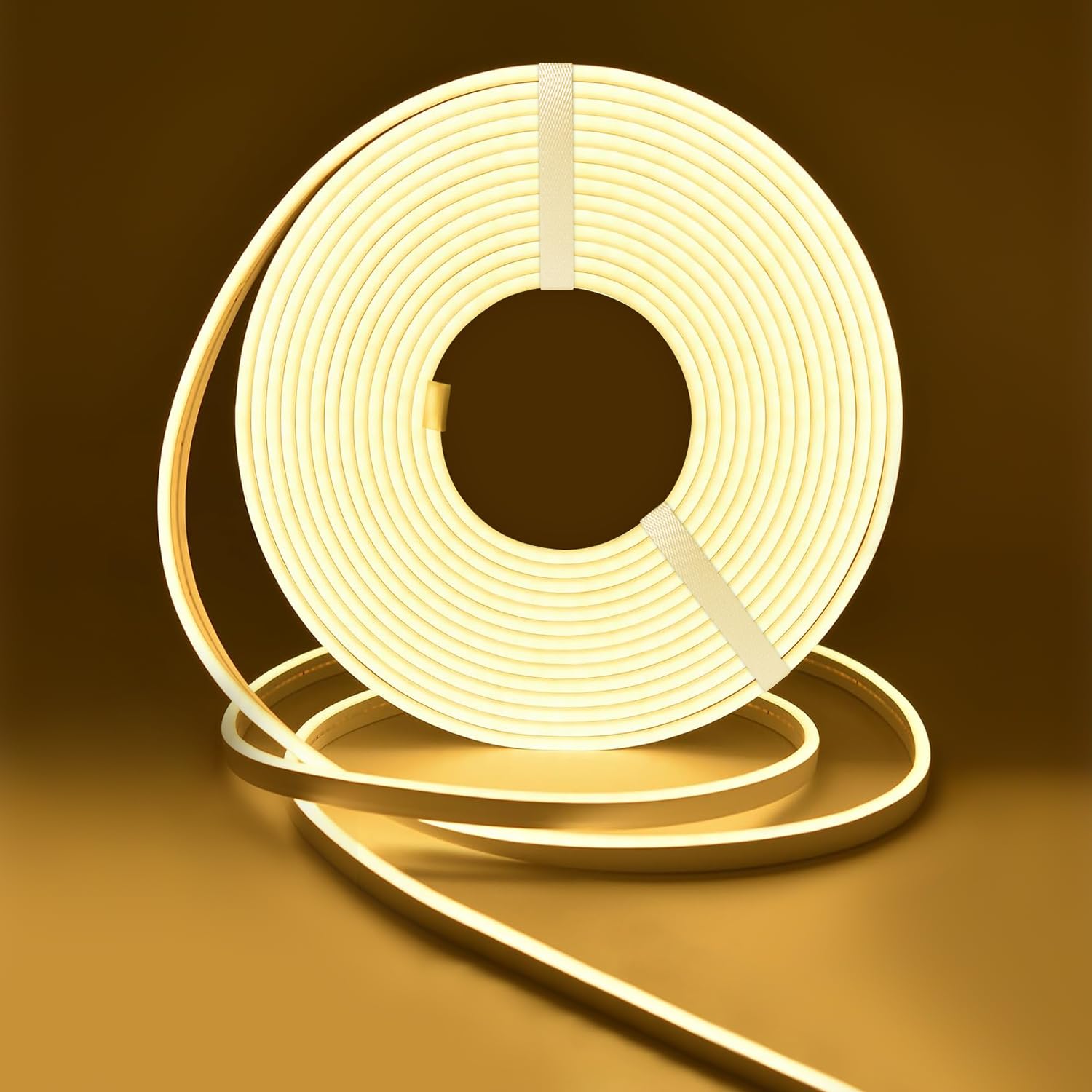 Lucienstar 5m 12V LED Neon Strip Warm White 3000K Flexible Cuttable IP67 Waterproof LED Neon Light Suitable for Bedroom Kitchen DIY Outdoor Decorations(No Power Adapter)