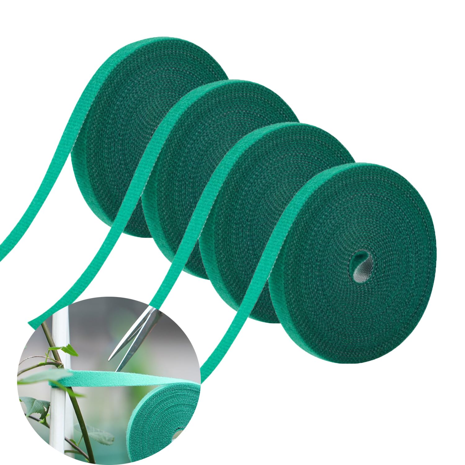 4 Rolls Garden Tie Green Tape, Twist Ties for Plants 1/2" 131ft Garden Plant Ties Soft and Tomato Plant Ties, Plant Supports, Garden Ties for Climbing Plants, Plant Gardening, Home, Office.