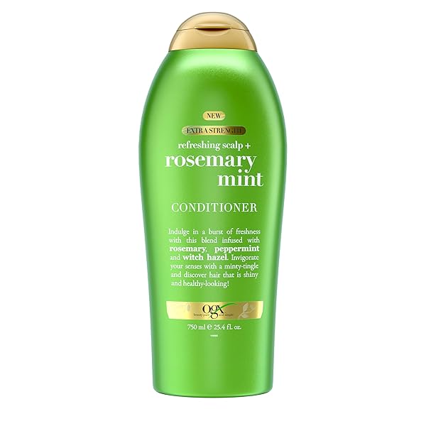 OGX EXTRA STRENGTH REFRESHING SCALP + ROSEMARY MINT CONDITIONER, NOURISHING CONDITIONER INFUSED WITH ROSEMARY MINT FOR SHINY, HEALTHY-LOOKING HAIR, SULFATE-FREE SURFACTANTS, 25.4 FL. OZ