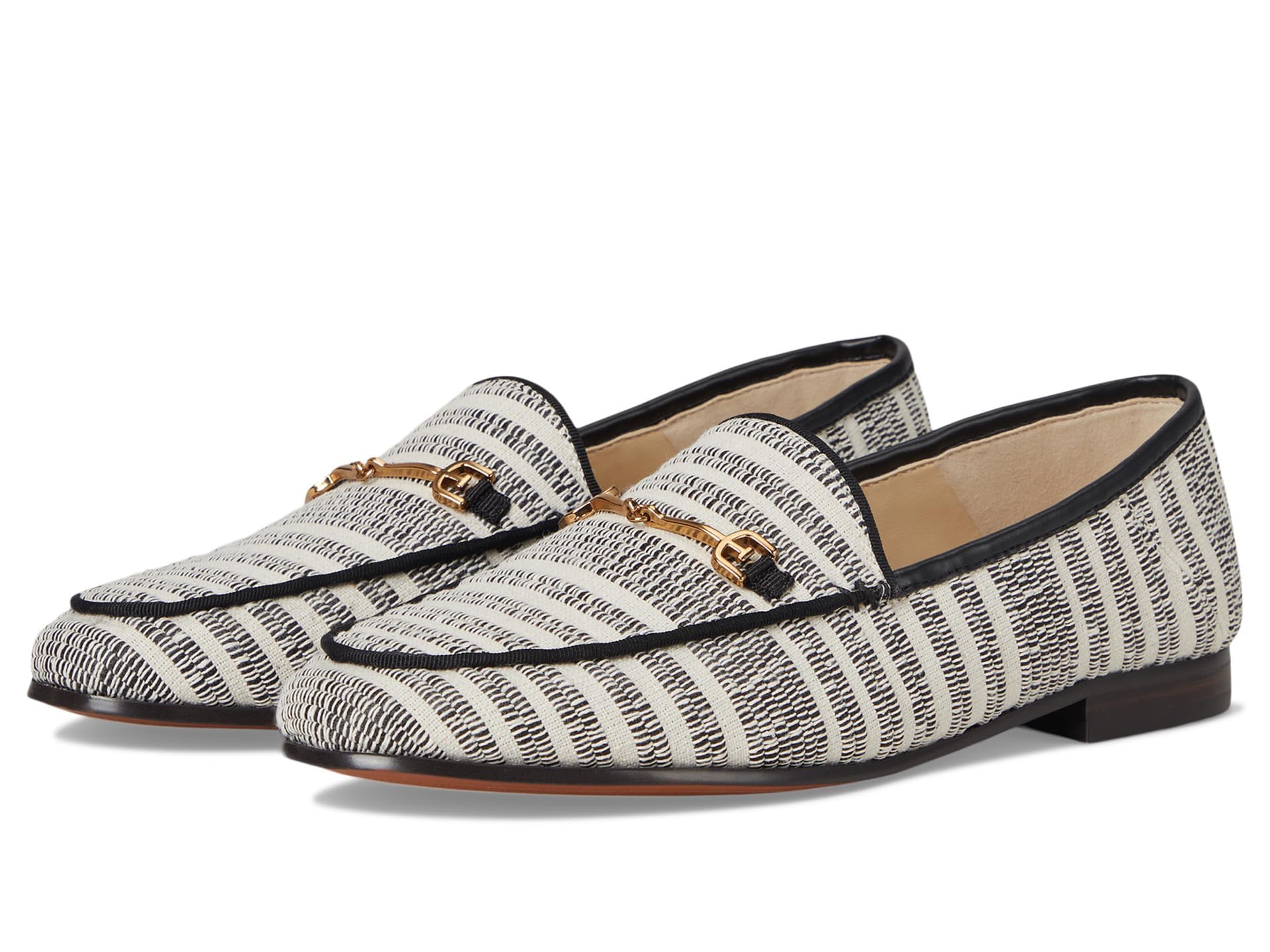 Sam Edelman Women's Loraine Loafer, Black/Natural Striped Linen, 8.5 Image