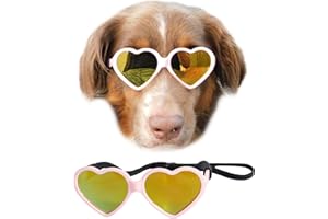 Style Vault G012 Dog Pet Heart Shape Costume Prop Sunglasses Medium Breeds 20lb-40lbs (Pink-Pink Mirror)