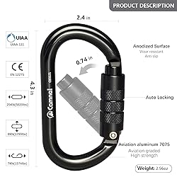 CAMNAL Auto Locking Climbing Carabiner Clips, Heavy