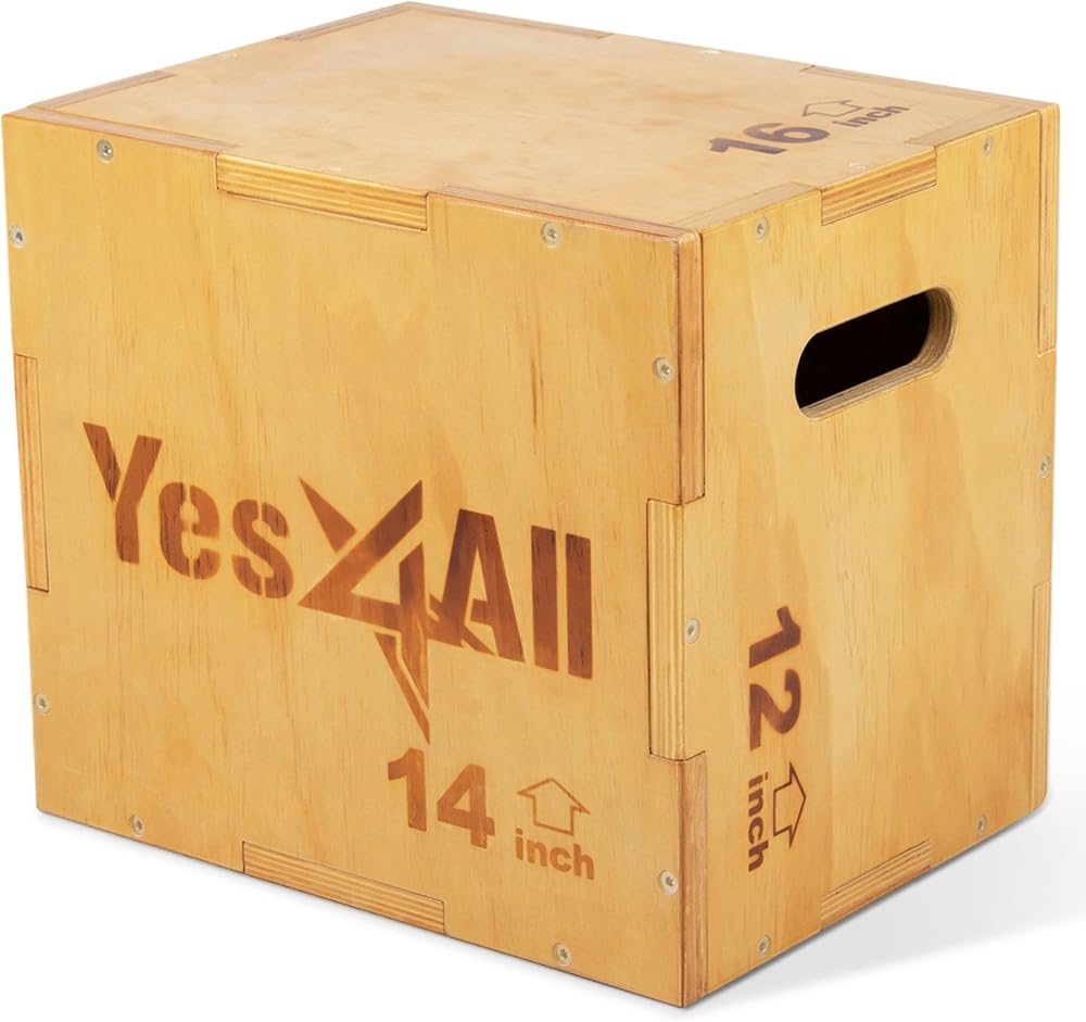 Yes4All Wood Plyo Box 40.6 x 35.6 x 30.5 cm Vintage Jump Box