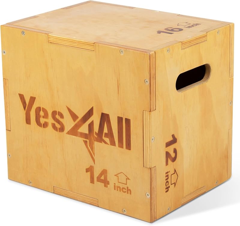 Yes4All Wood Plyo Box 40.6 x 35.6 x 30.5 cm Vintage Jump Box