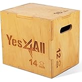 Yes4All 3 in 1 Wood Plyo Box with 4 Different Sizes Holds Up to 450lbs – Included: Packaged Screws for Easy Assembly