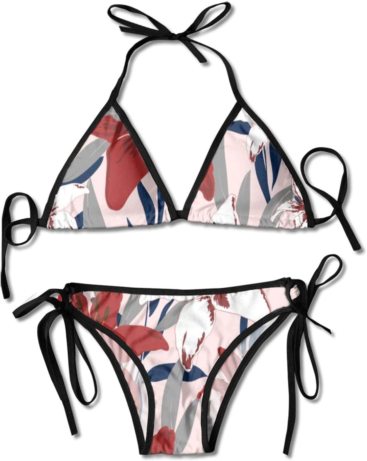 Women's Floral Spaghetti Straps VWire Bikini Set,Blossom Floral