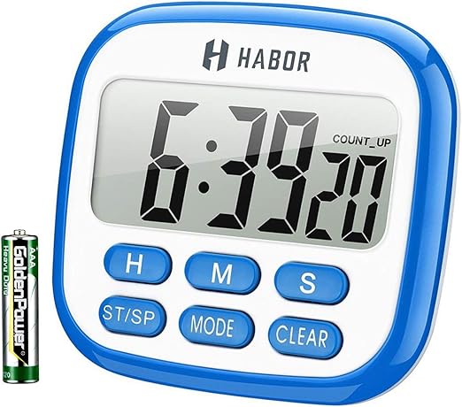 Amazon タイマー Habor キッチンタイマー カウントダウン デジタル時計 12時間計 最大カウントダウン時間23 59 59 記録機能 料理用 時分秒設定 多機能 壁掛け スタンド マグネット付 勉強 クッキング 美容 ベーキング 競走 運動 薬を飲むなどに適用 ブルー