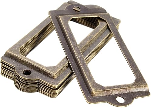 Amazon Com 12pcs Antique Metal Label Pull Frame Handle File Name Card Holder For Cabinet Drawer Case Hardware Accessories Industrial Hardware 12pcs Brass Label Holders Office Products