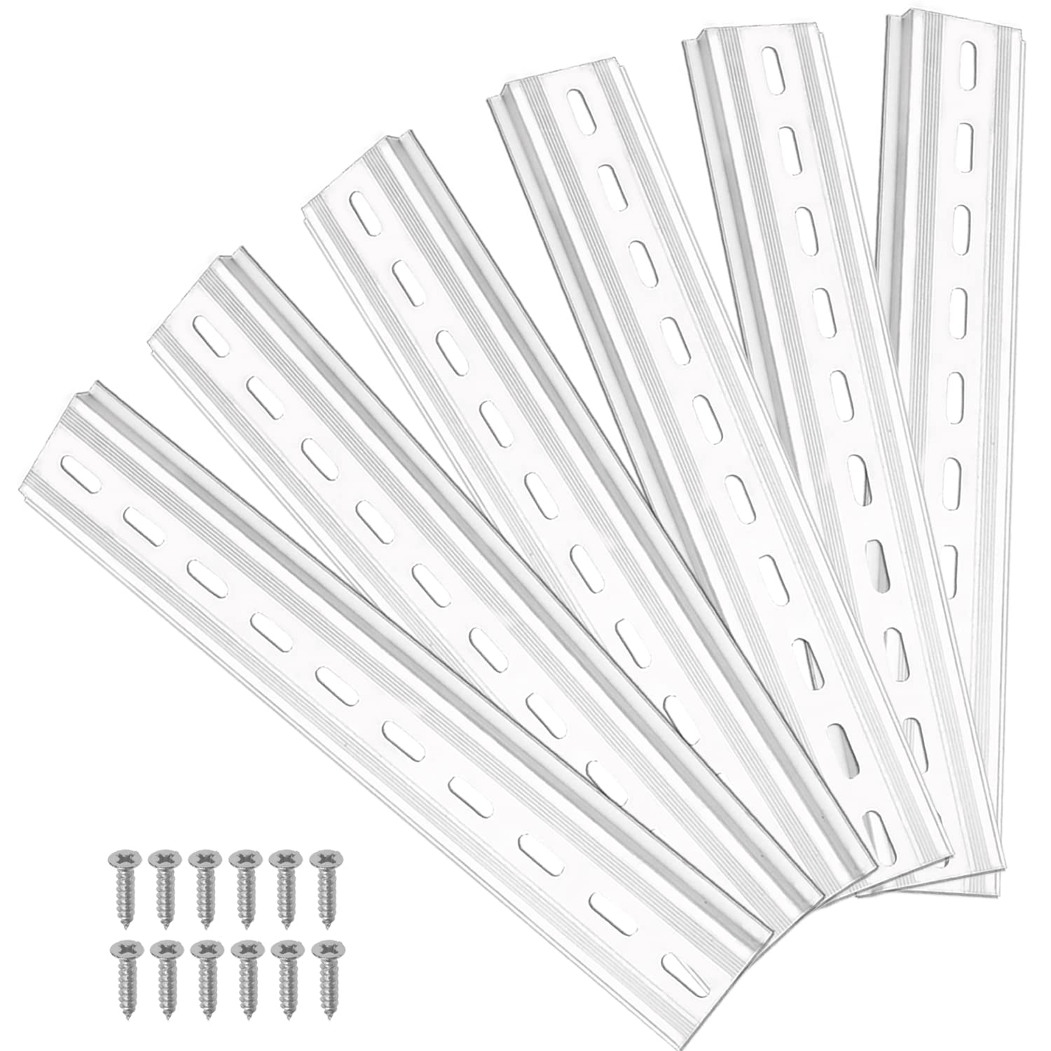 VooGenzek 6 PCS DIN Rail, DIN Mounting Rail C45 Aluminum, with 12 PCS Screws, for DIN Rail Terminal Series and Contactor, 35 x 200 mm