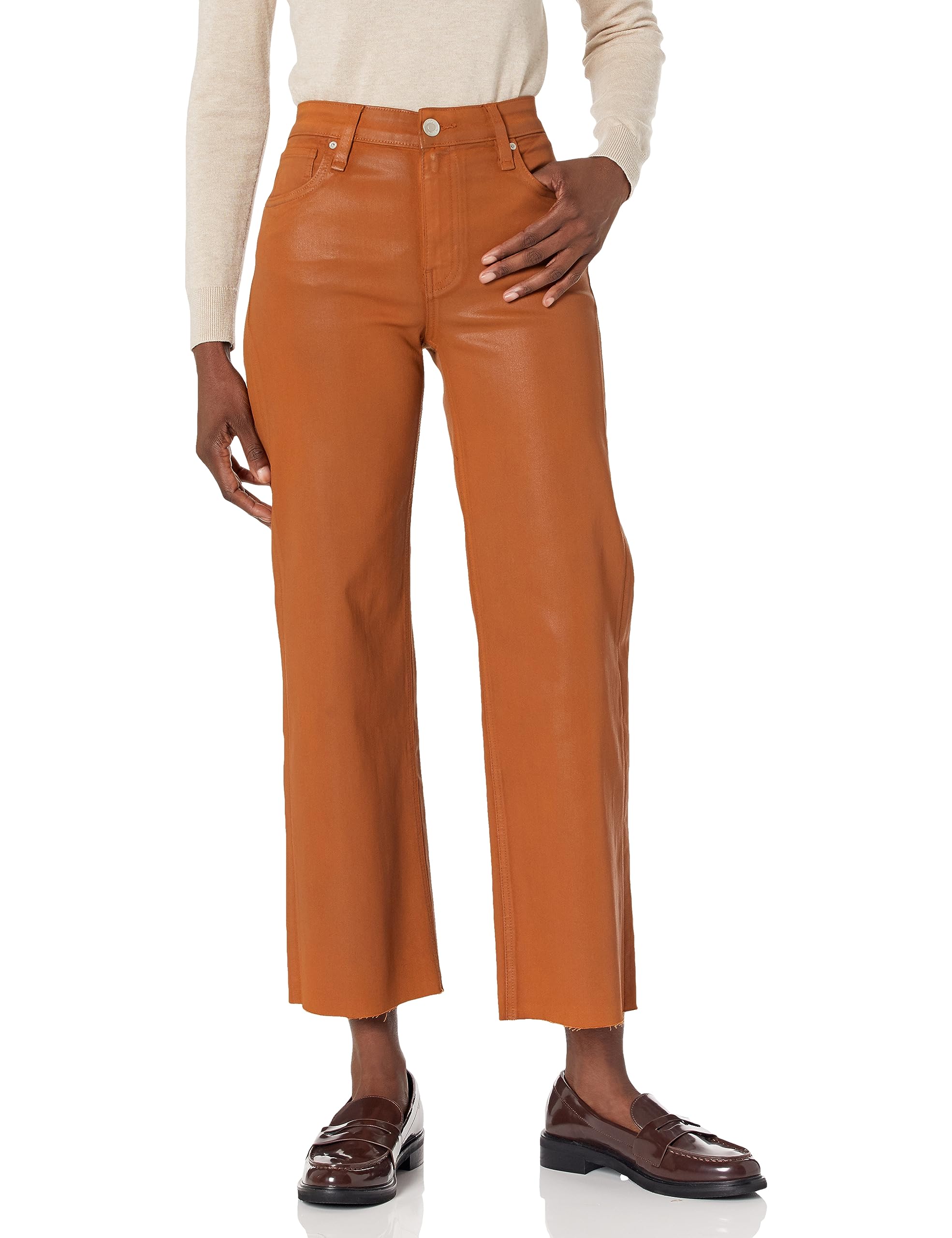 Hudson Jeans Women’s Rosie HIGH-Rise Wide Leg Ankle, CTD Caramel Cafe, 32