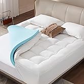 Twin XL Dual Layer 4 Inch Memory Foam Mattress Topper, 2" Gel Memory Foam Plus 2" Pillow Top Mattress Pad for Back Pain, Down