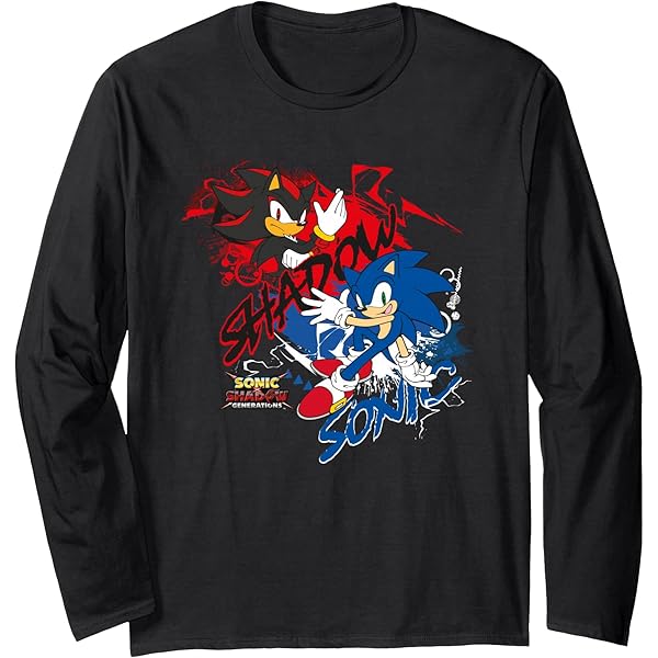 Amazon.com: Sonic The Hedgehog Shadow Stacked Text Cool Logo Long