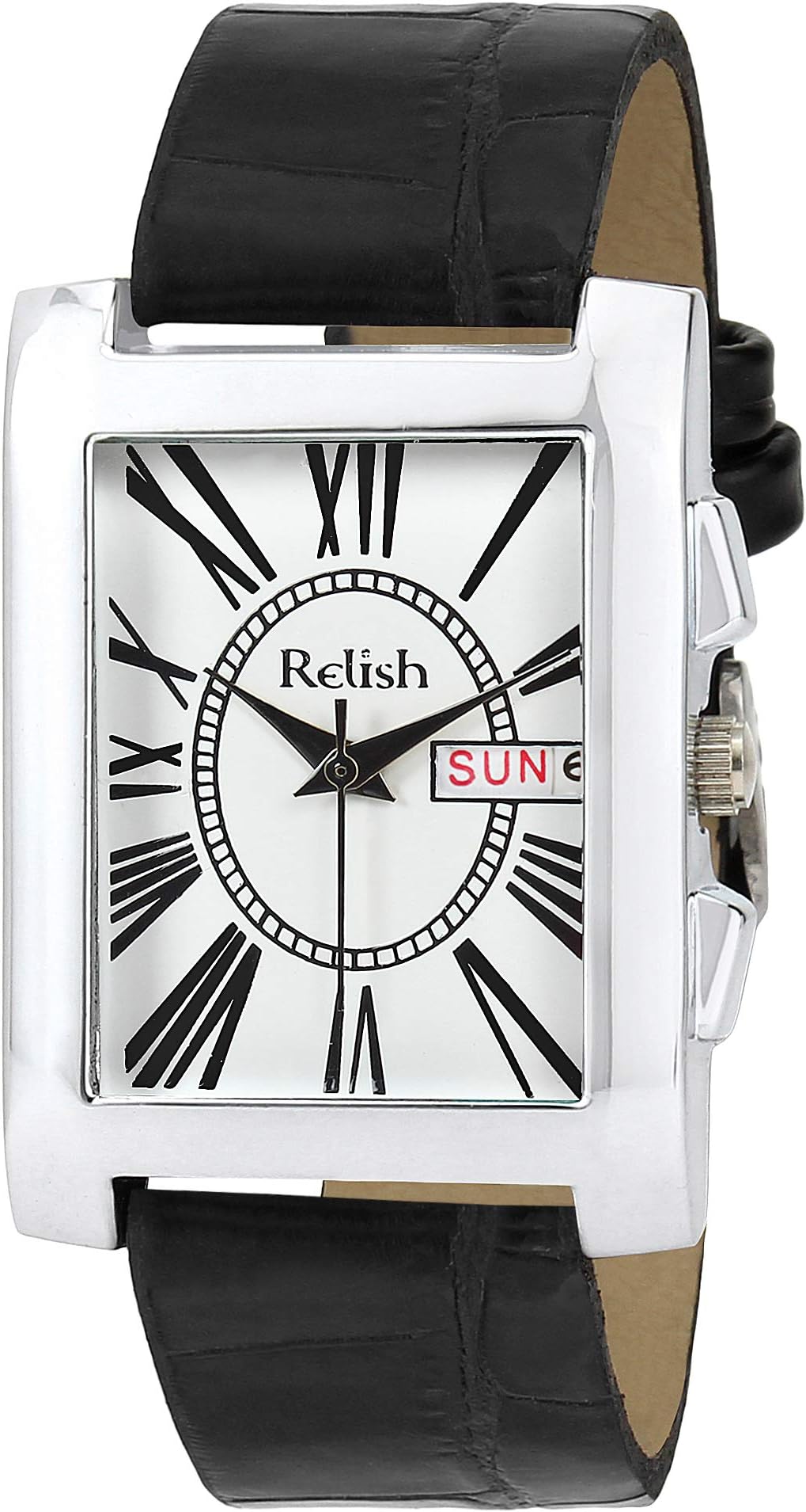 Relish White Dial Square Day & Date Watch for Men/Boys