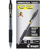 PILOT G2 Premium Gel Pens, Bold Point 1.0mm, Black Ink, 12-Pack | Write more, gel pens 1.0 for notes and journaling, quick drying, refillable and retractable rolling ball, pens black ink
