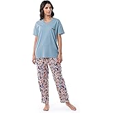 Wrangler Women's V-Neck Short Sleeve Graphic Tee and Printed Pants Pajama Sleep Set