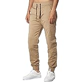 ITALYMORN Khaki Chino Joggers for Men Cotton Casual Twill Biker Jogger Pants with Pockets