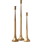 Denique Iron Taper Candle Holder Set of 3, Gold Candlestick Holders 19.3”17” 14” Heightening Decorative Candle Stand Set for Wedding, Dining Table, Home Decoration (Gold)