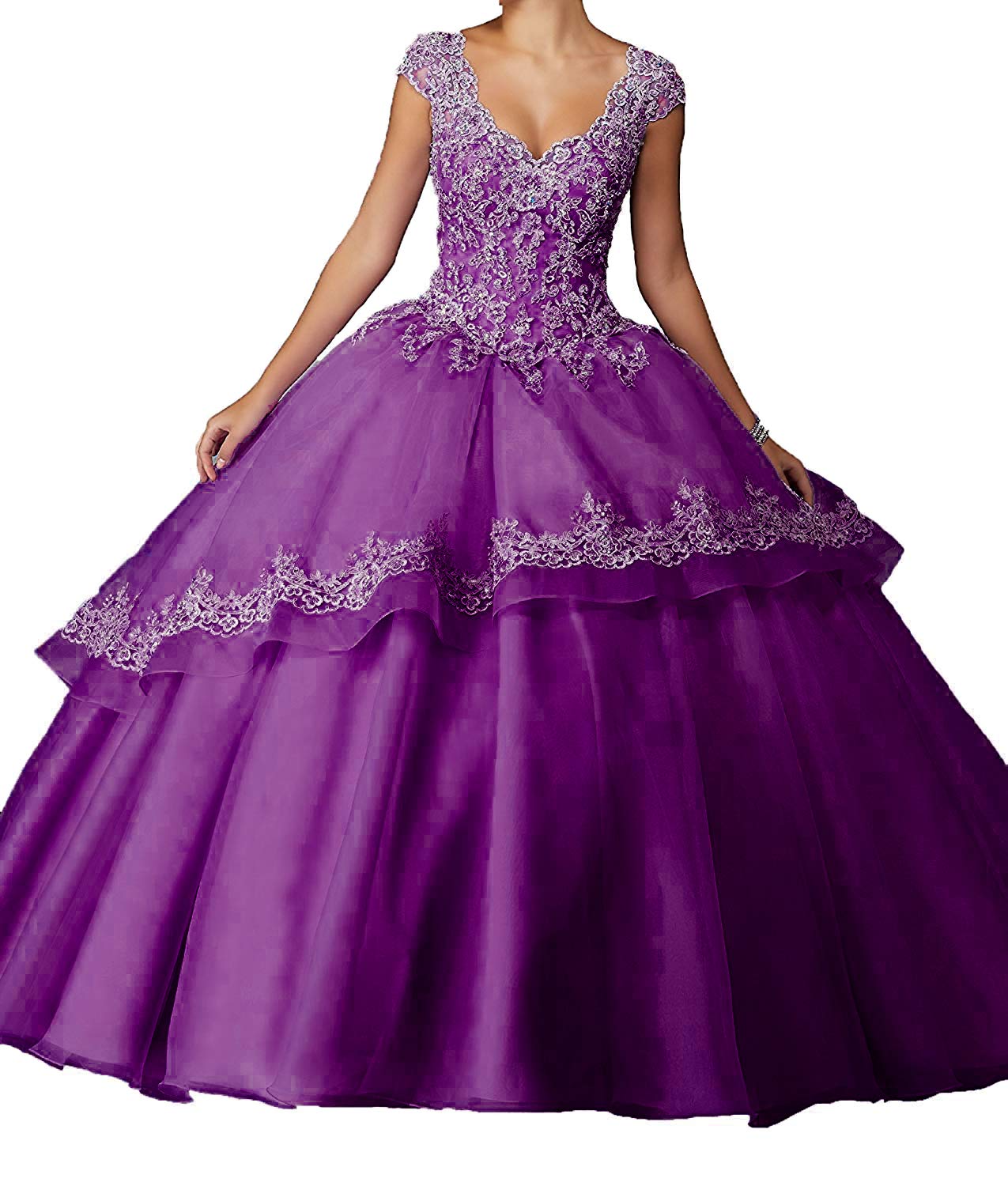 Formal Lady Women's Sexy V Neck Long Prom Dresses Lace