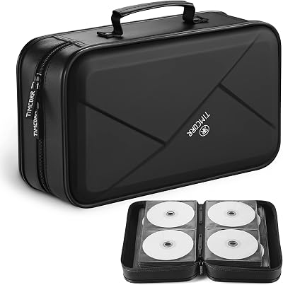 TIMCORR 144 Capacity CD/DVD Case Organizer EVA Protective Binder Black