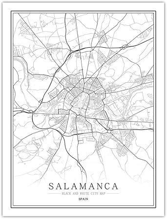 Skyropng Prints Canvas Spain Salamanca City Map Simple Art Black White Mural Poster Pop Minimalist Painting Modular Living Office Space Vertical Personalised Art Wall Decoration 50cm X 70cm Amazon Co Uk Kitchen Home